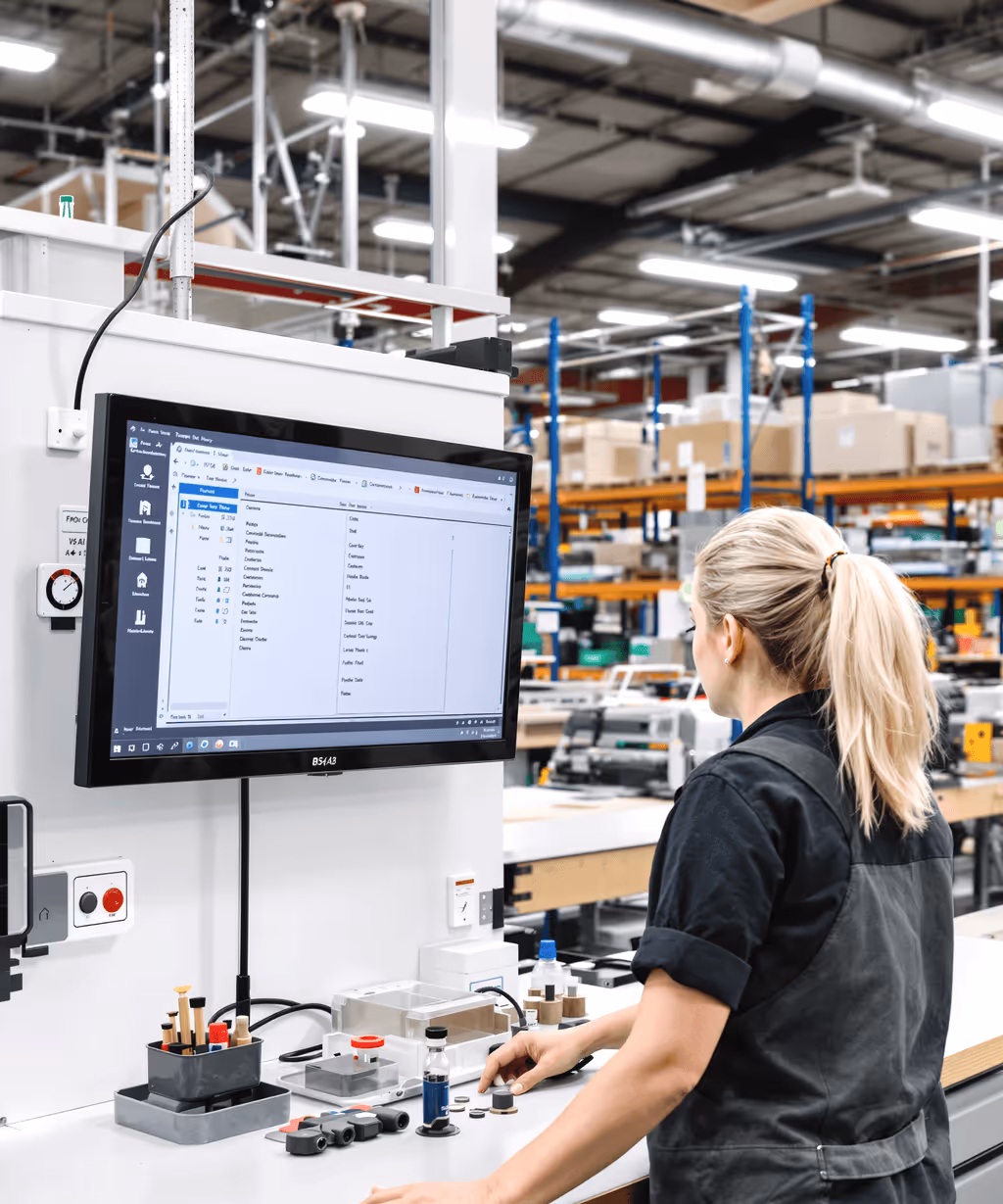 DataFlow Bill of Materials: components, works orders and assembled stock.